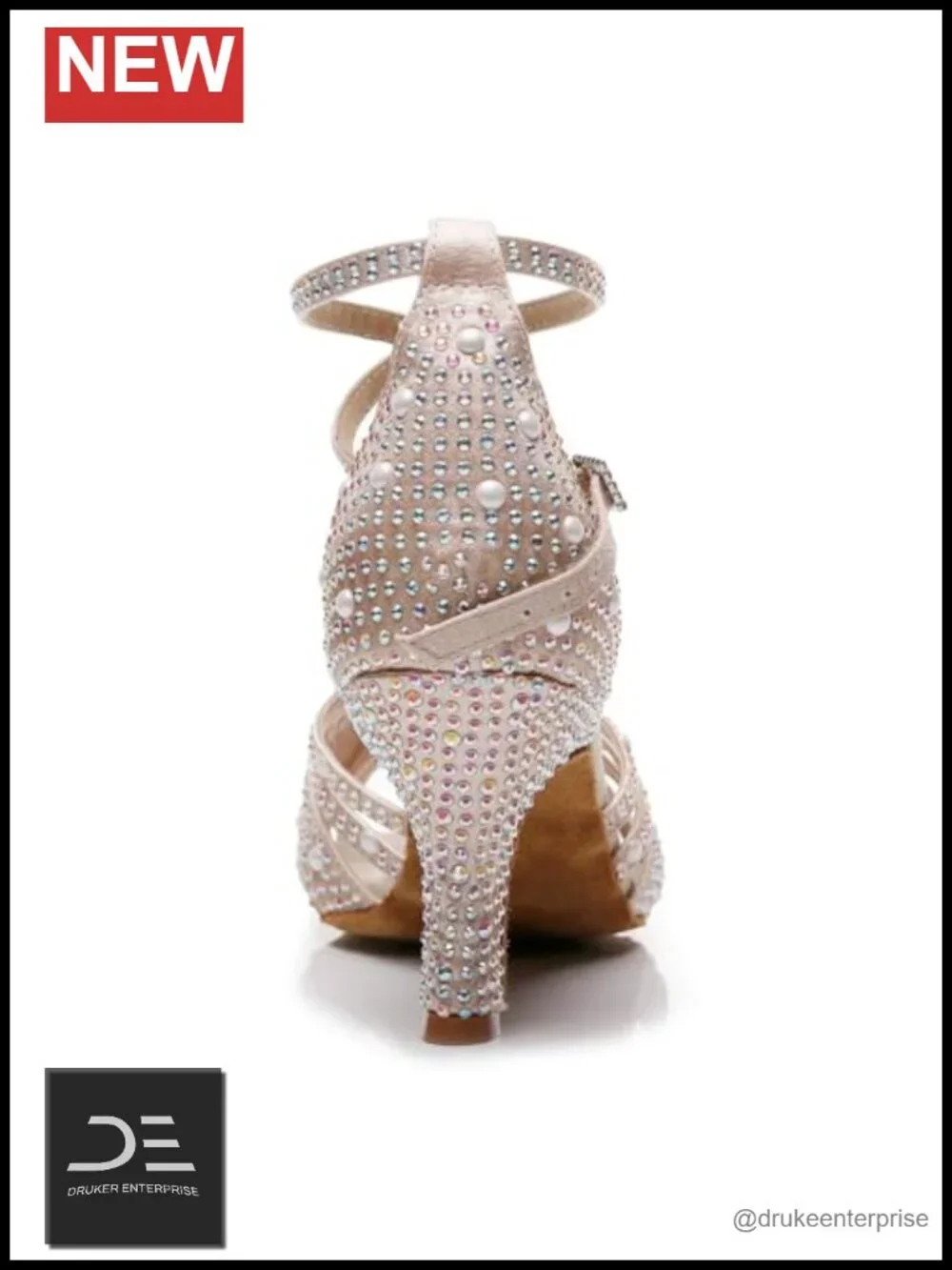 Women's Rhinestone Latin Dance Shoes Satin Salsa Bachata